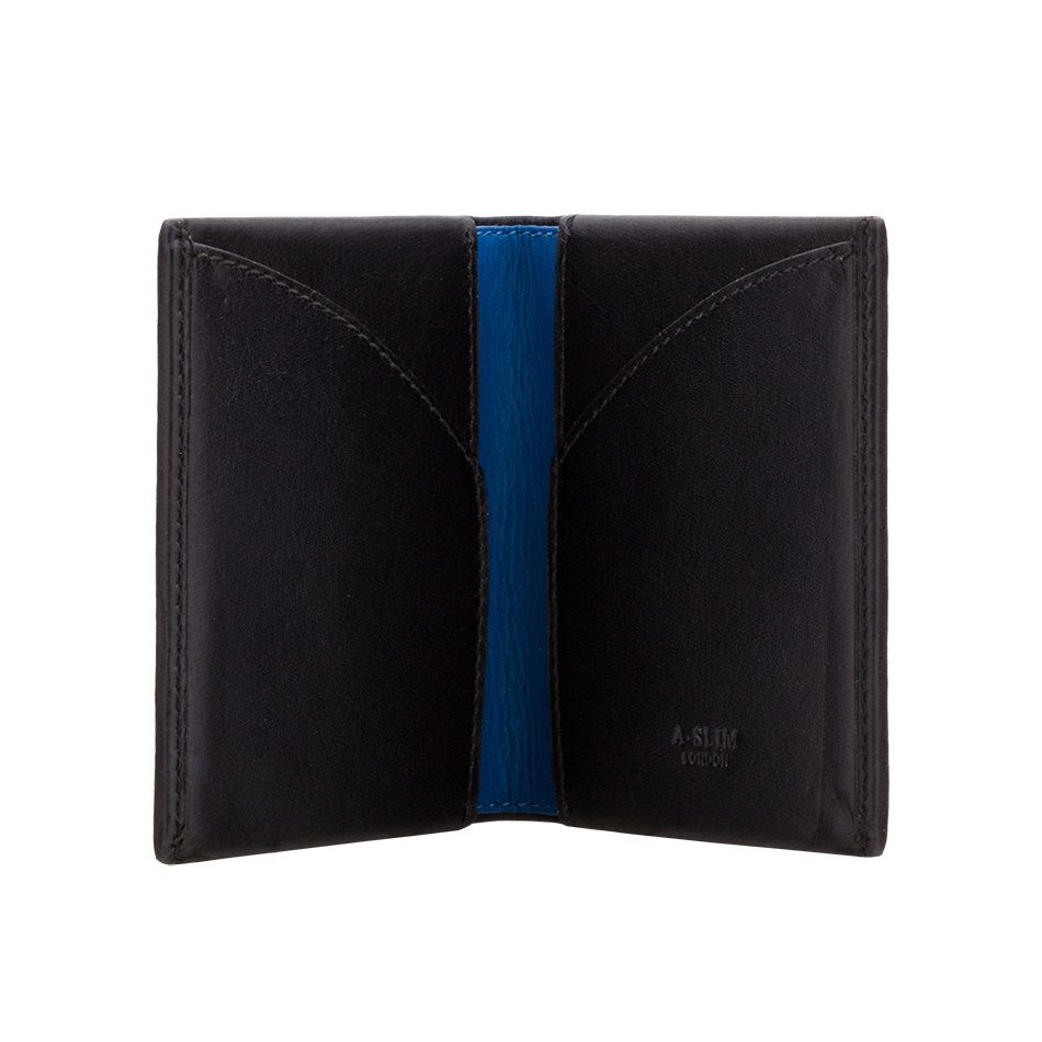 A-SLIM Leather Wallet Origami - Black/Blue